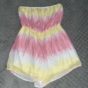 Pink Lily Tie Dye Strapless Romper